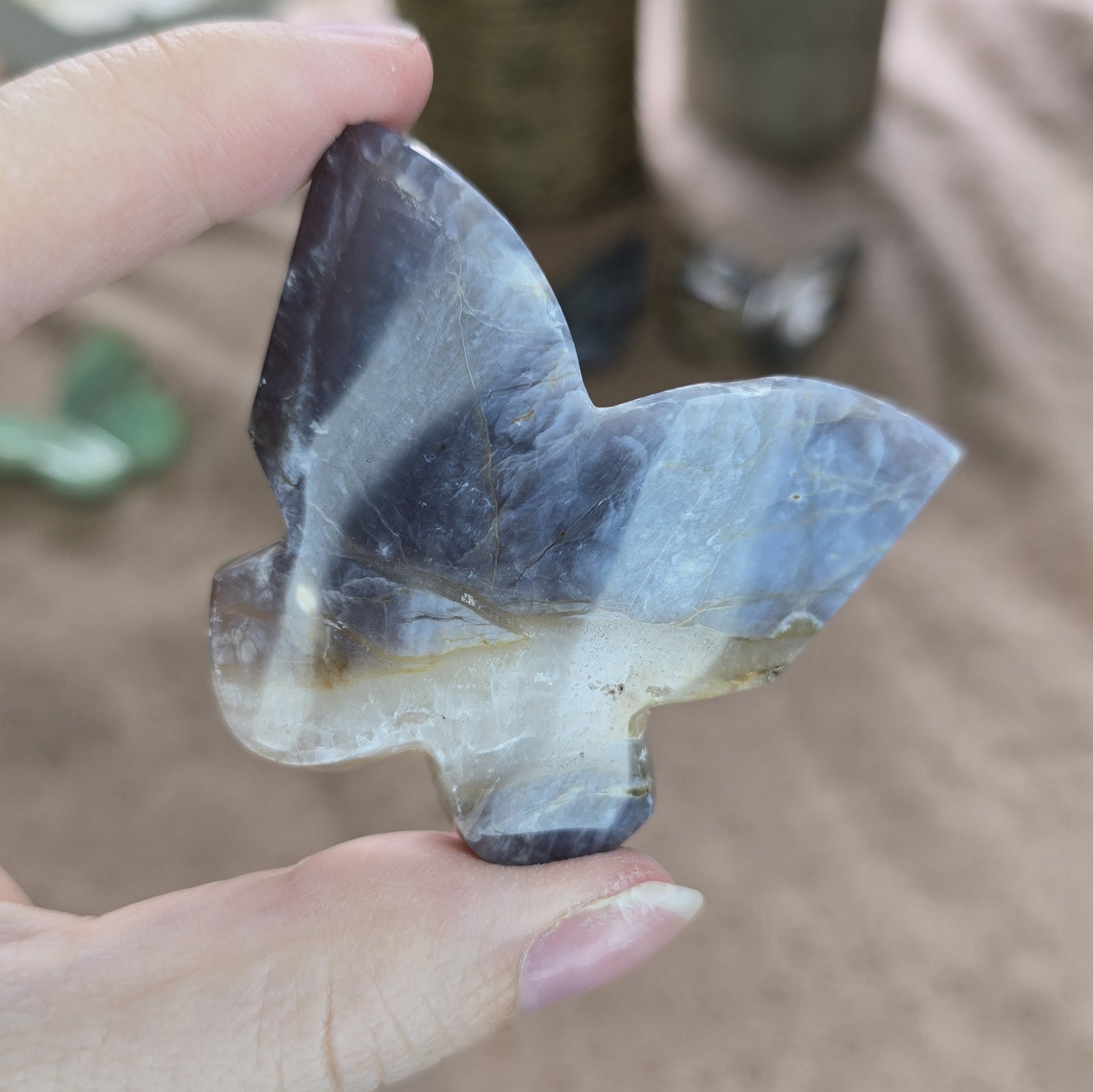 Purple Chalcedony Butterfly Carving - Image 2