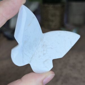 White Plume Agate Butterfly Carving #2