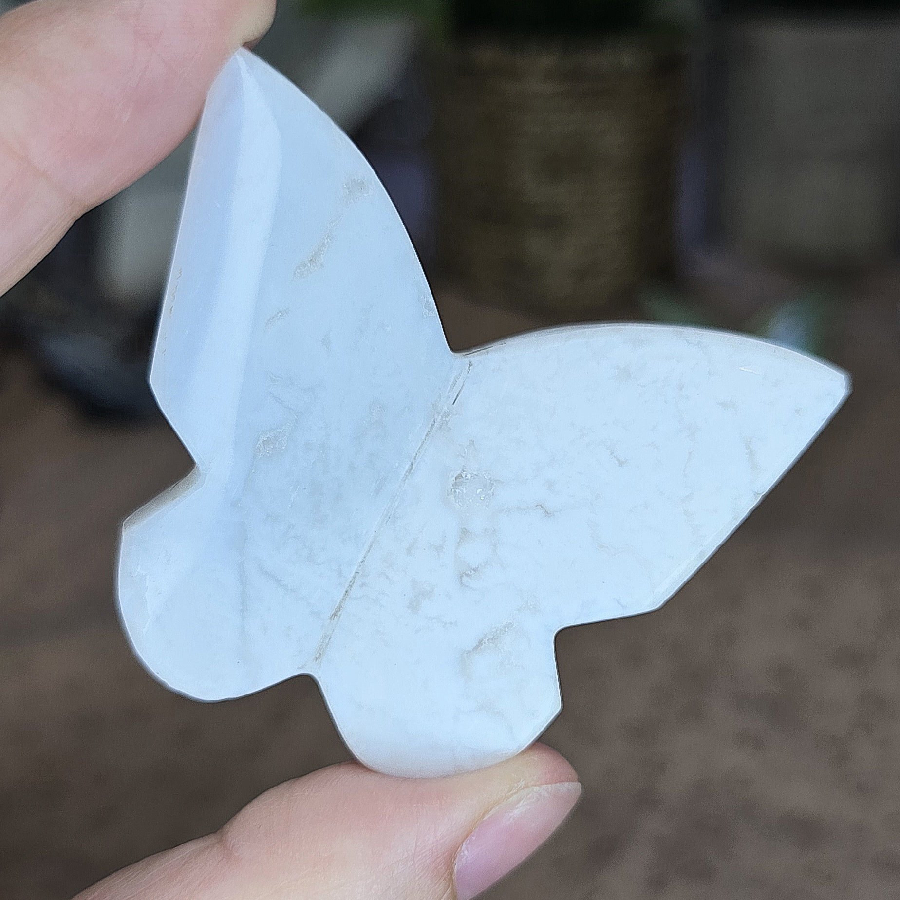 White Plume Agate Butterfly Carving #2