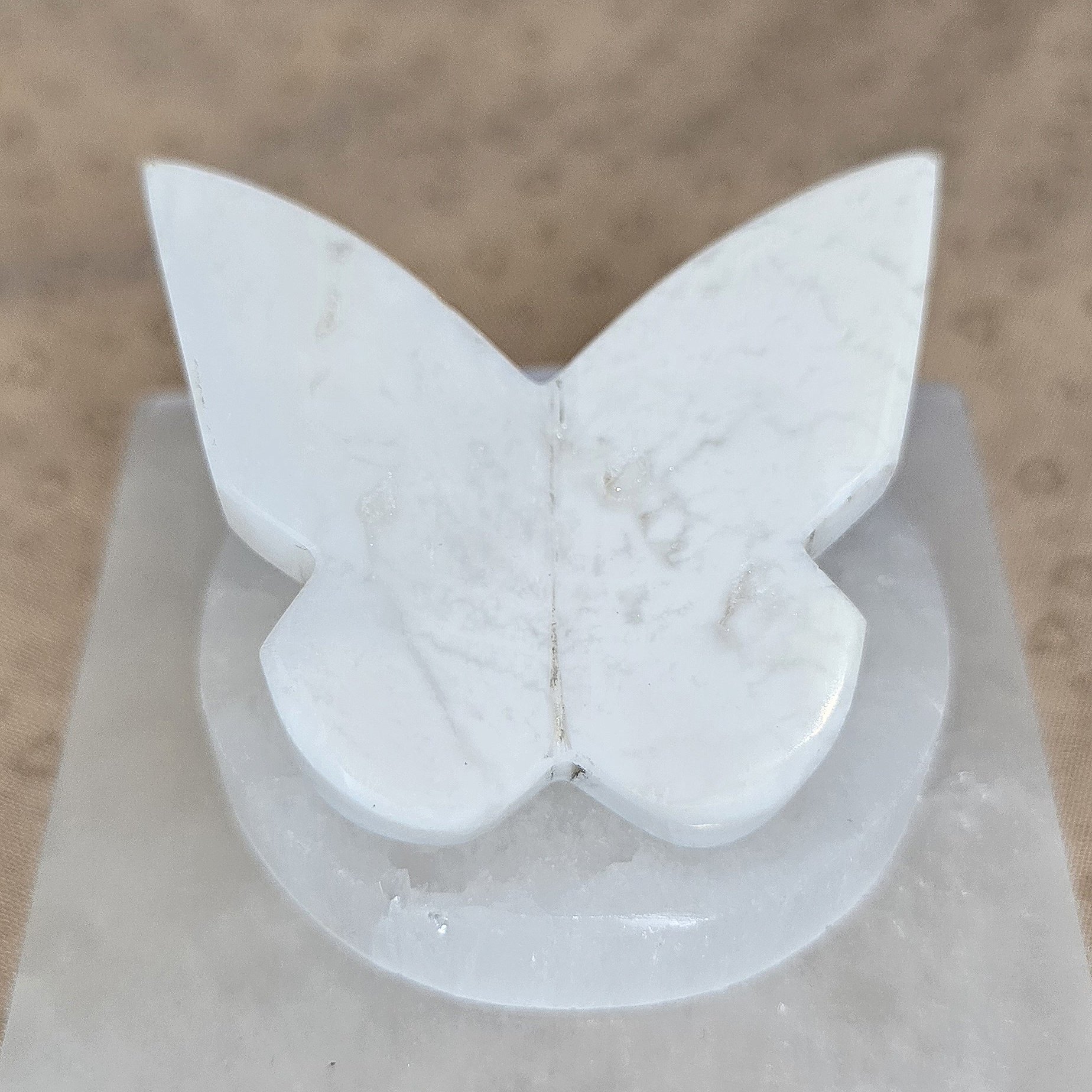 White Plume Agate Butterfly Carving #2 - Image 2