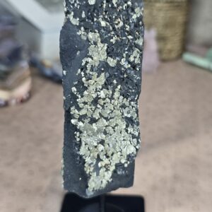 Shungite & Pyrite Display Specimen on Stand