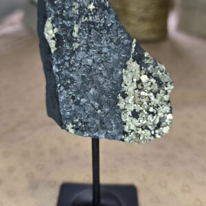 Shungite & Pyrite Display Specimen on Stand #2