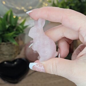 Rose Quartz Bunny Rabbit Carving