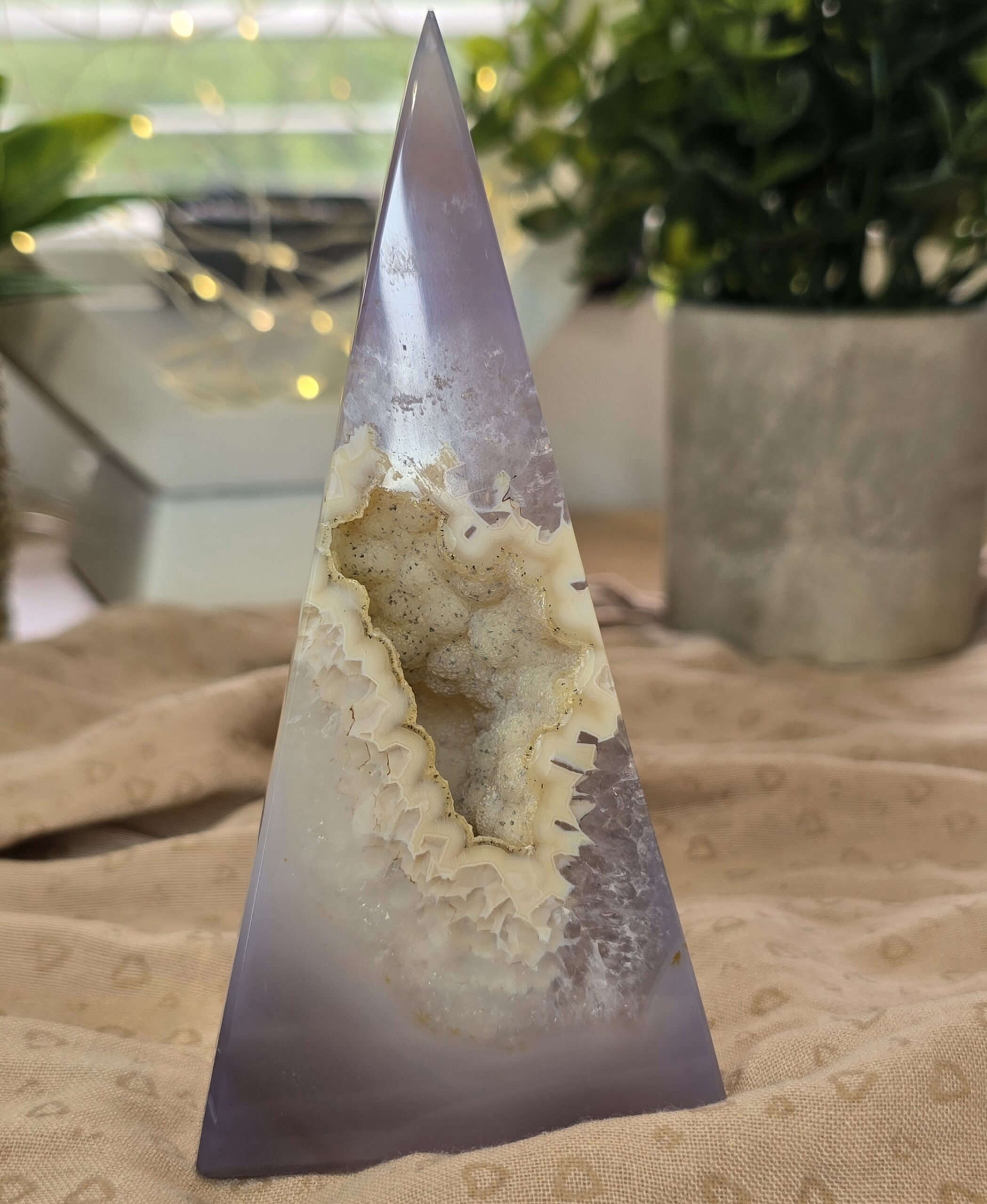 Natural Lilac Agate Druzy Pyramid Crystal - Image 3