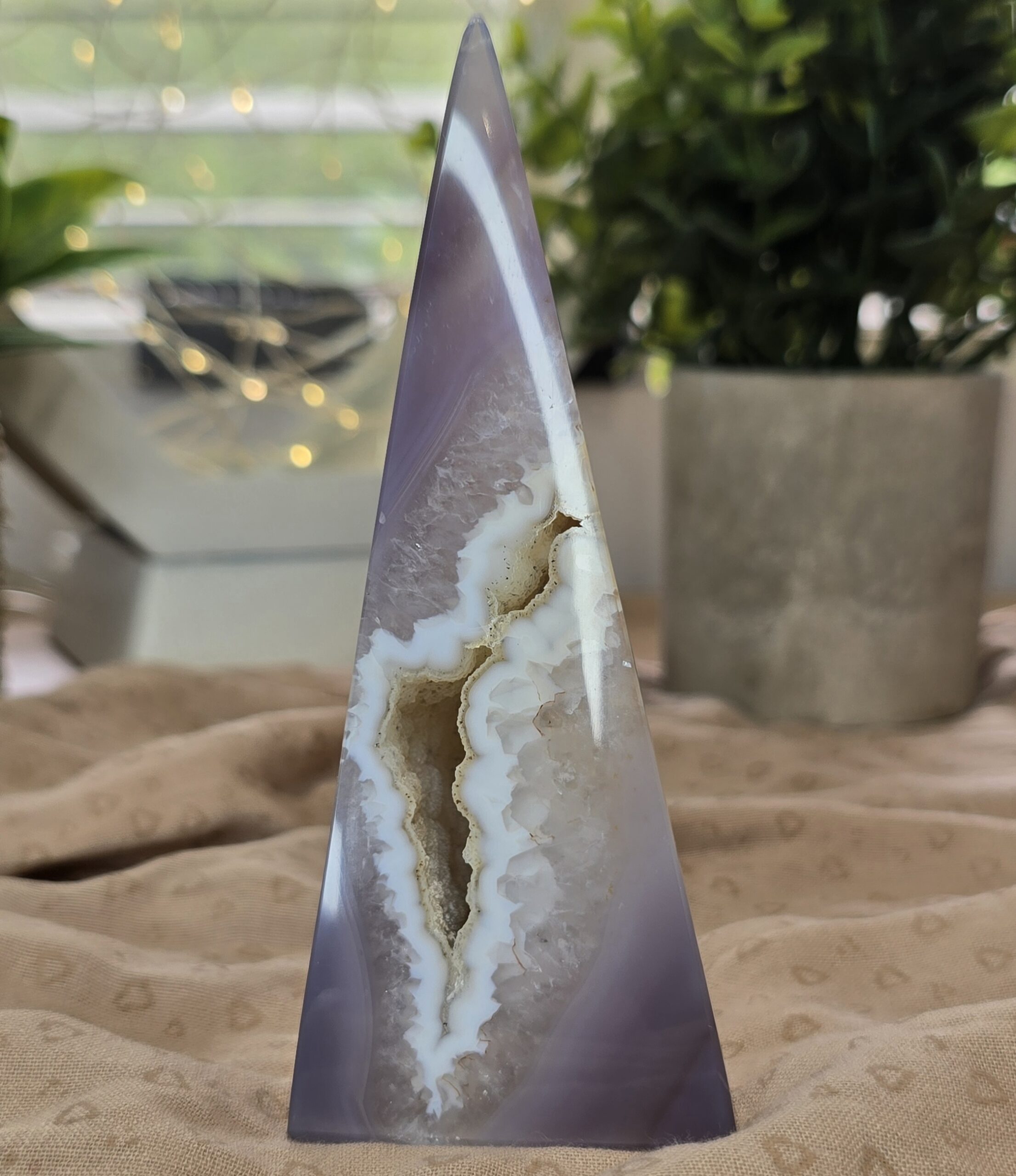 Natural Lilac Agate Druzy Pyramid Crystal - Image 2