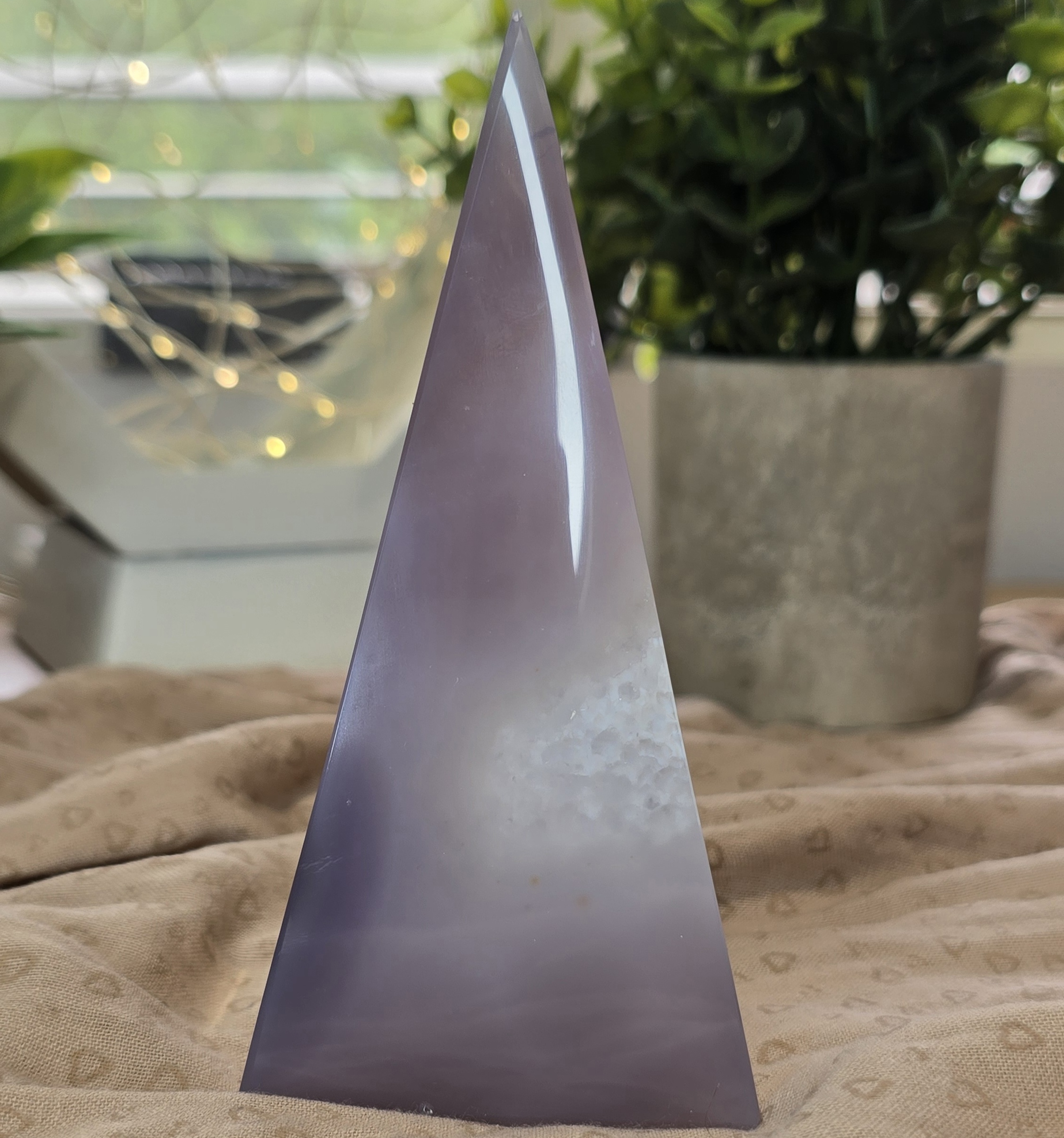 Natural Lilac Agate Druzy Pyramid Crystal - Image 4
