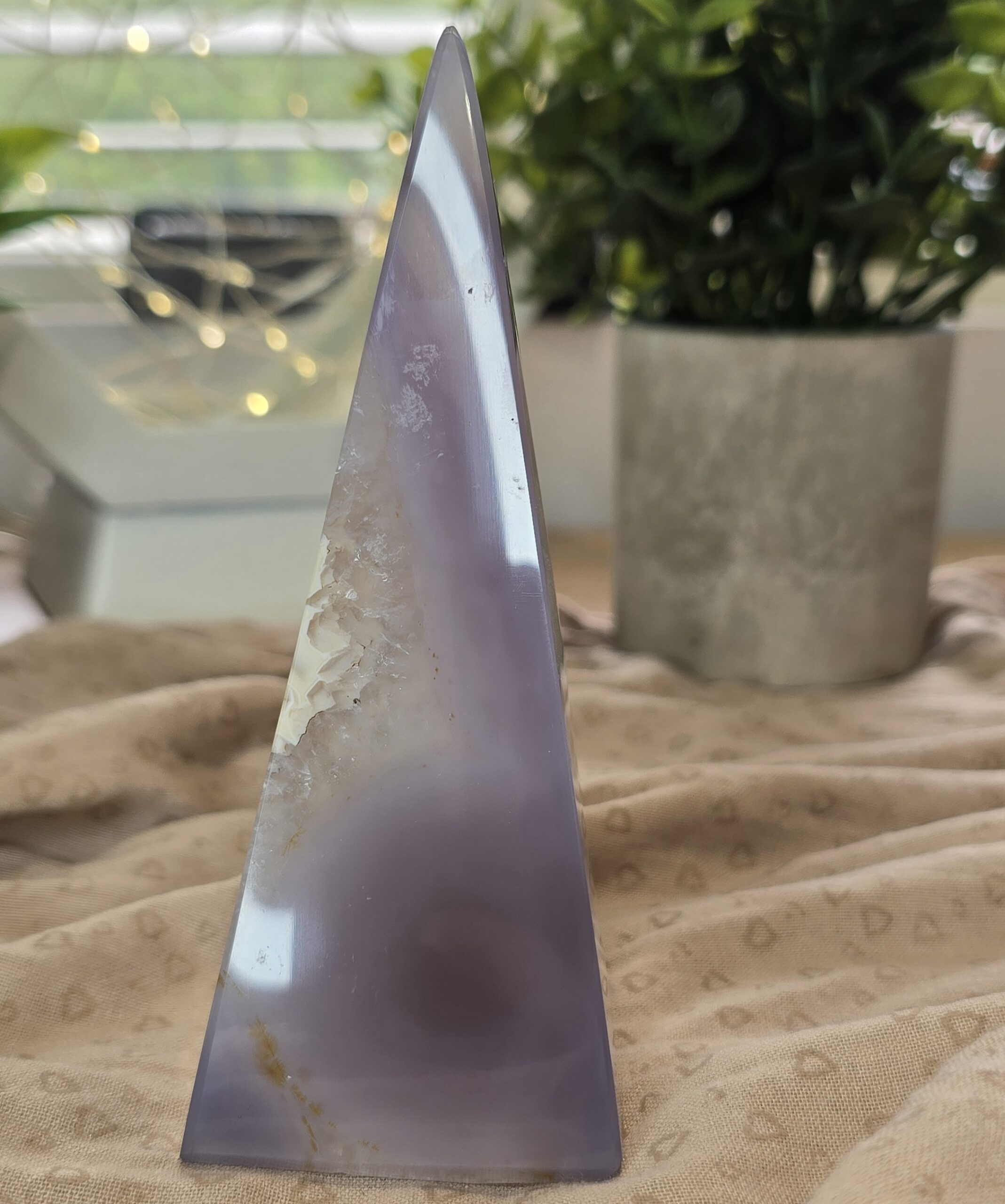 Natural Lilac Agate Druzy Pyramid Crystal - Image 5
