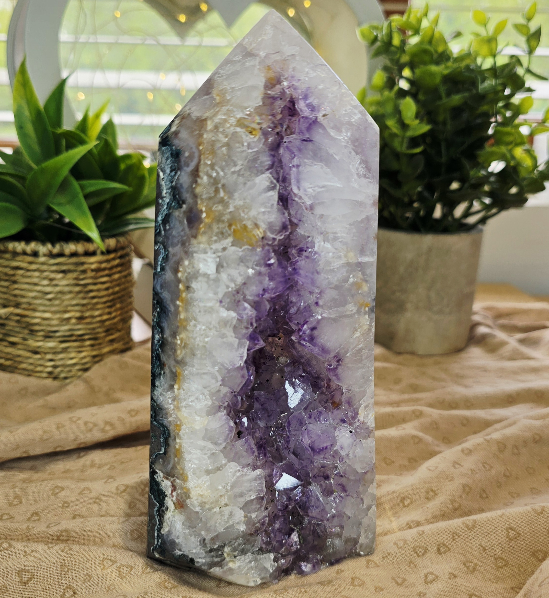 Large Brazilian Amethyst Druzy Point Statement Crystal | 175mm