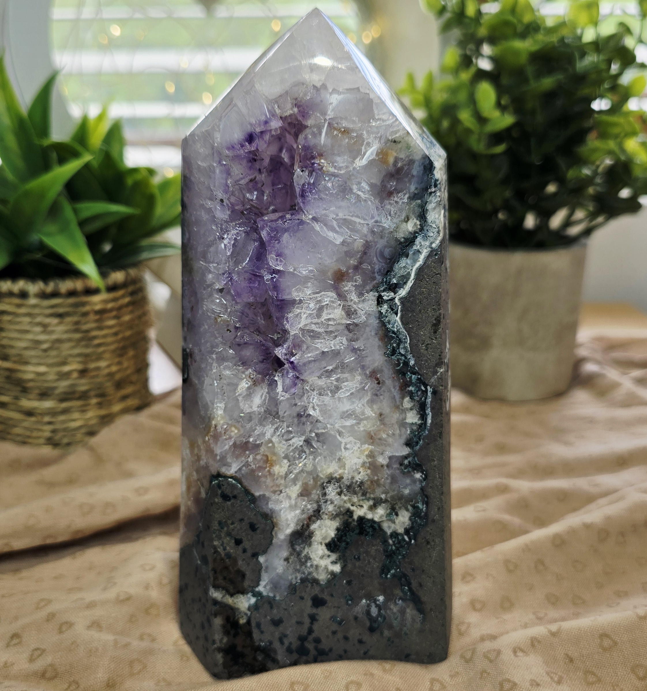 Large Brazilian Amethyst Druzy Point Statement Crystal | 175mm - Image 4