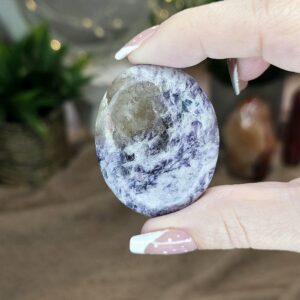 Lepidolite Palm Stone – Option A