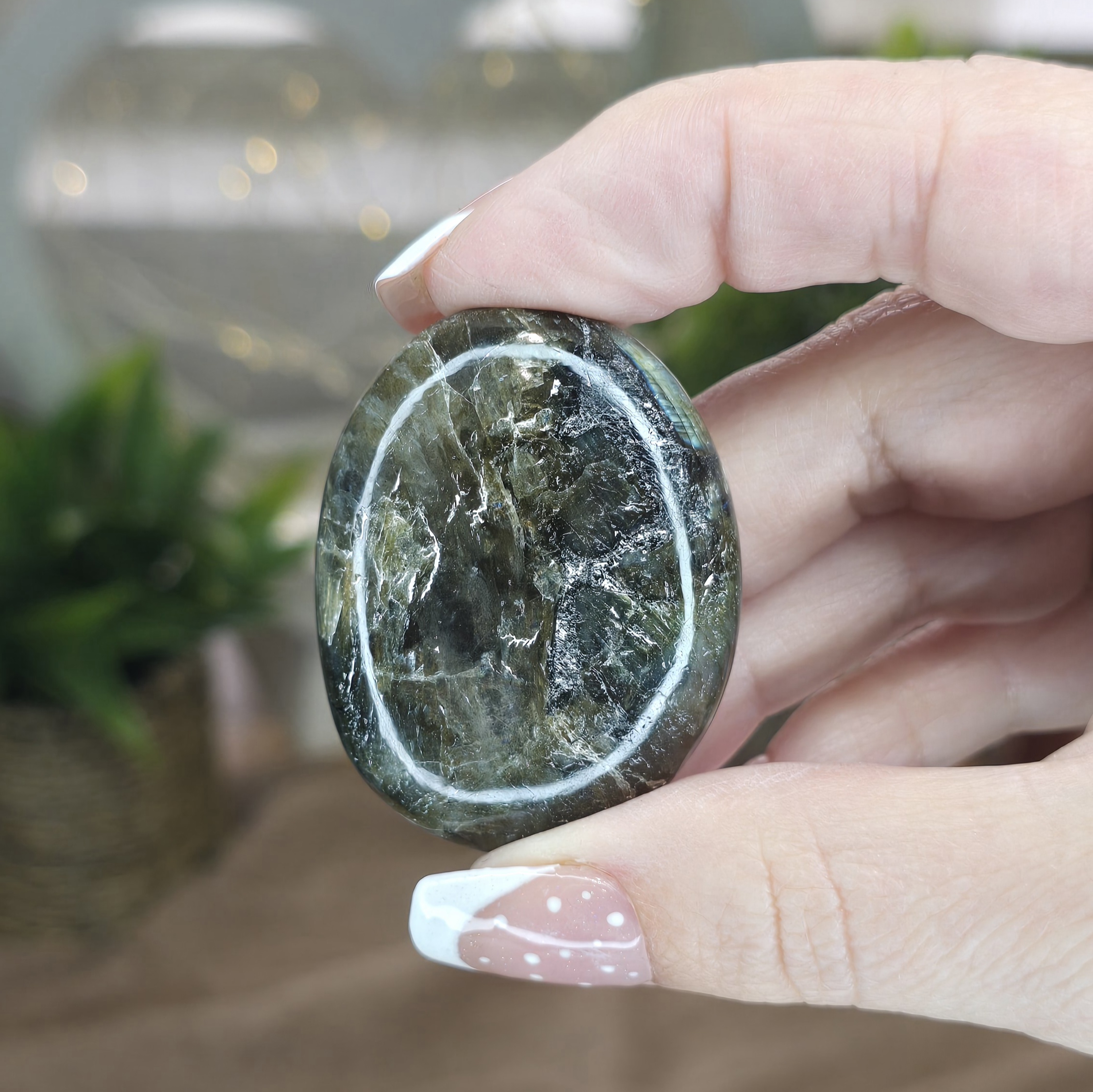 Natural Labradorite Palm Stone | Pocket Crystal