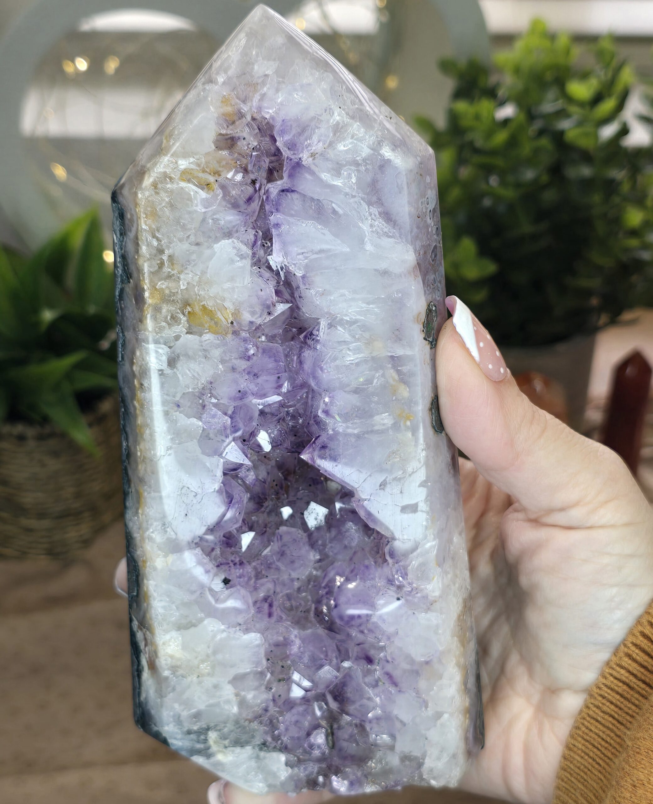 Large Brazilian Amethyst Druzy Point Statement Crystal | 175mm - Image 2
