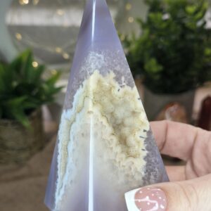 Natural Lilac Agate Druzy Pyramid Crystal