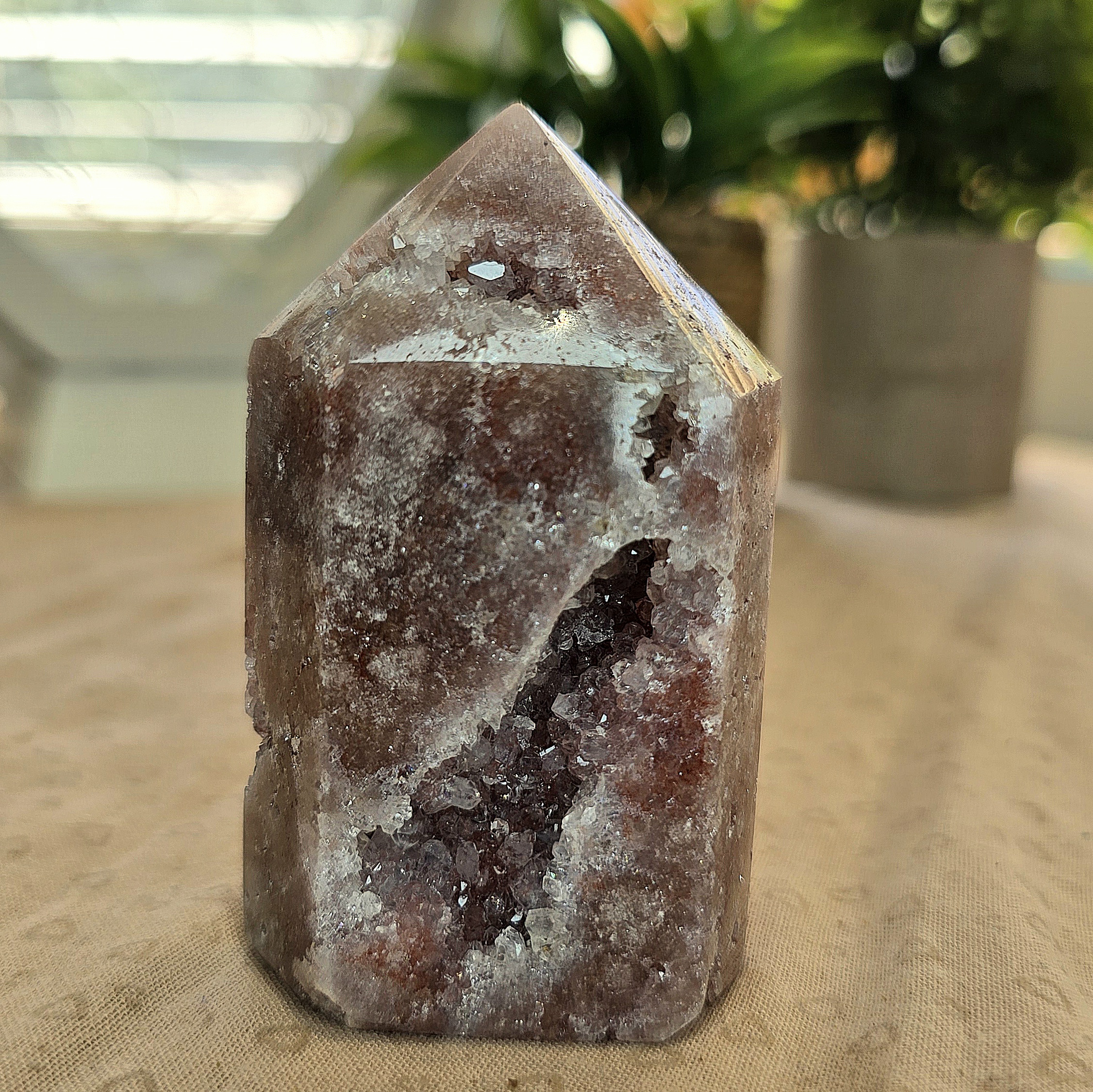 Pink Amethyst Druzy Tower | Natural Crystal Point Statement Piece