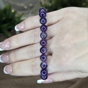Dark Purple Amethyst Bracelet – 8mm Beads