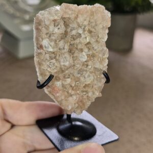 Pink Lithium Quartz Cluster on Stand