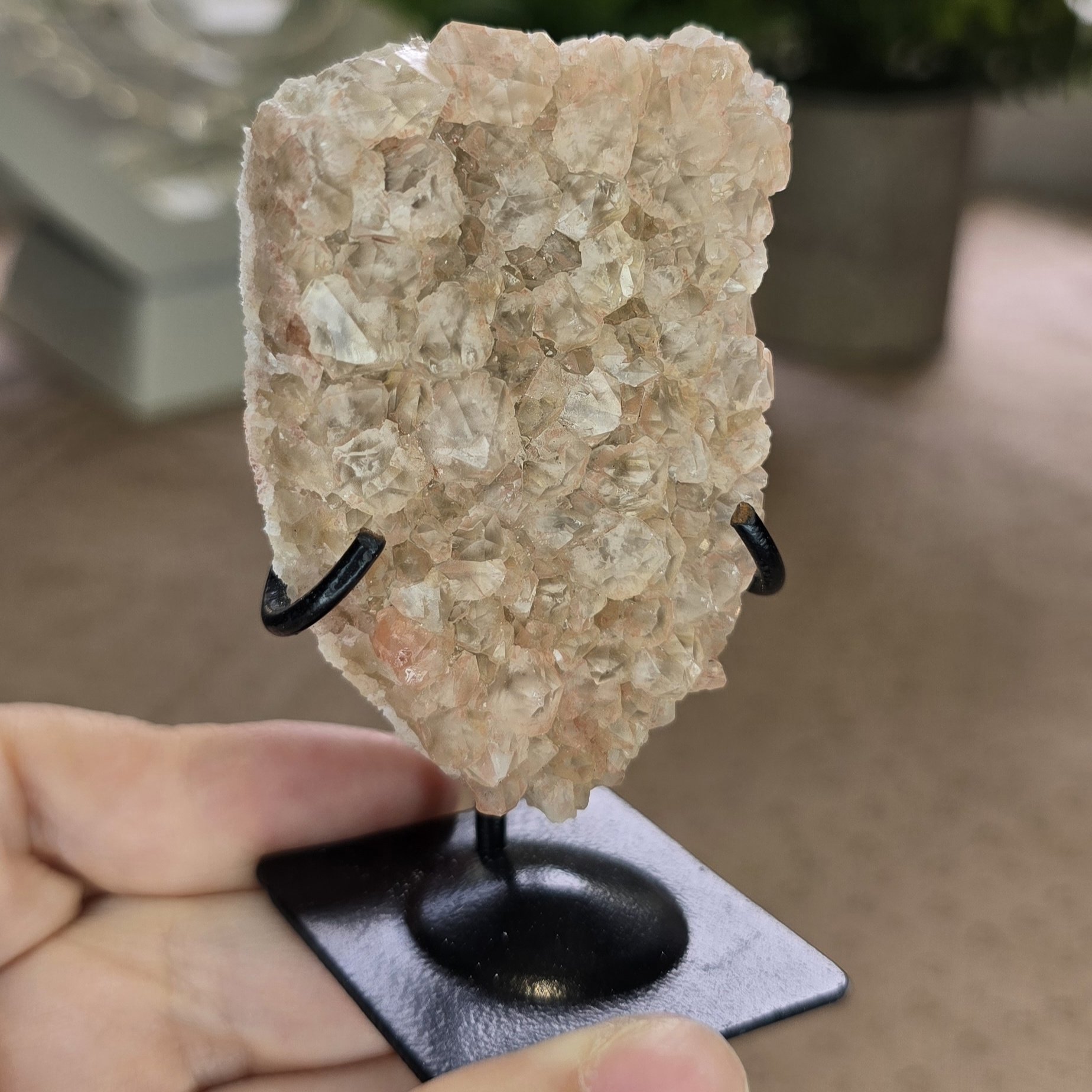 Pink Lithium Quartz Cluster on Stand