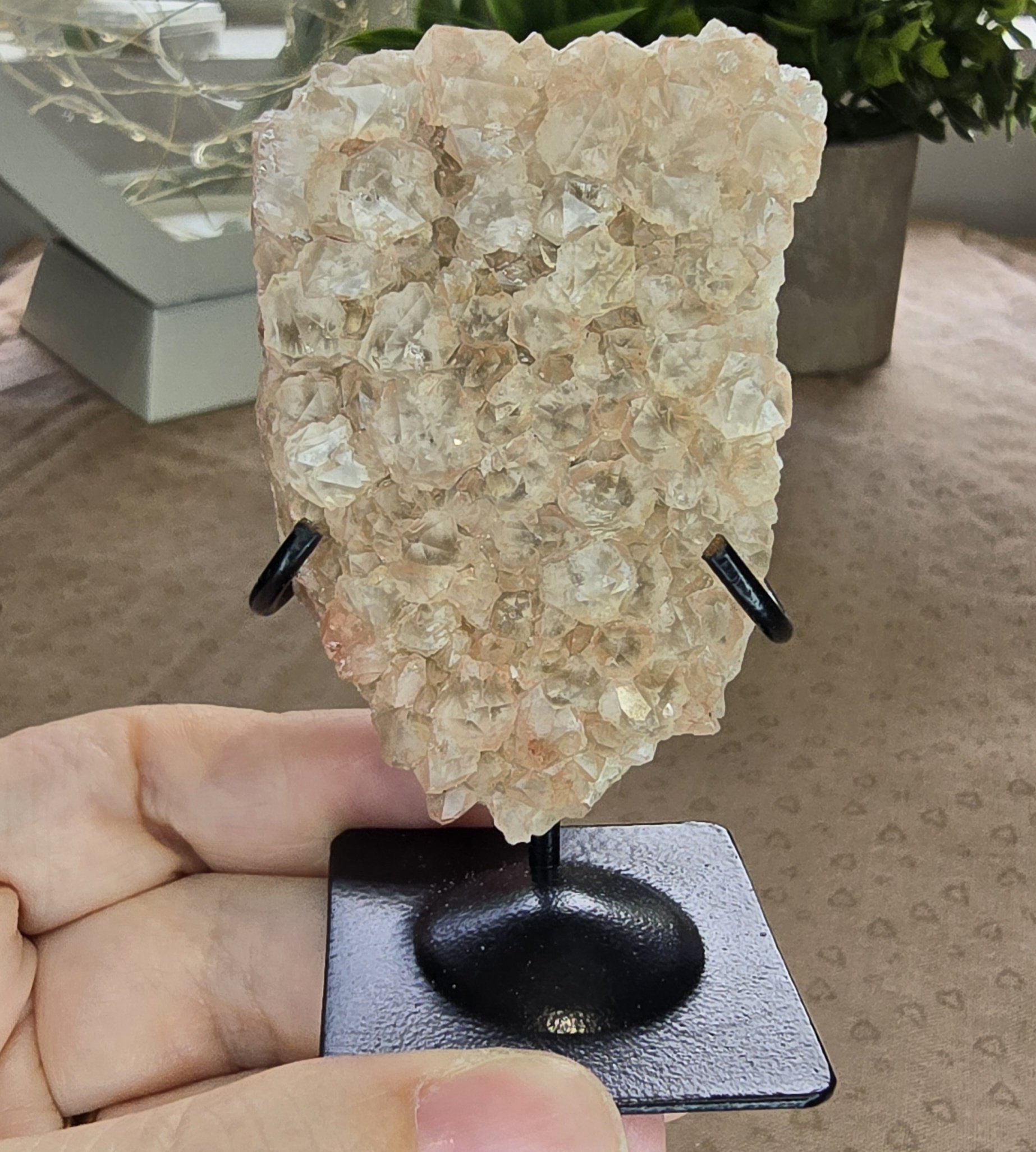 Pink Lithium Quartz Cluster on Stand - Image 2