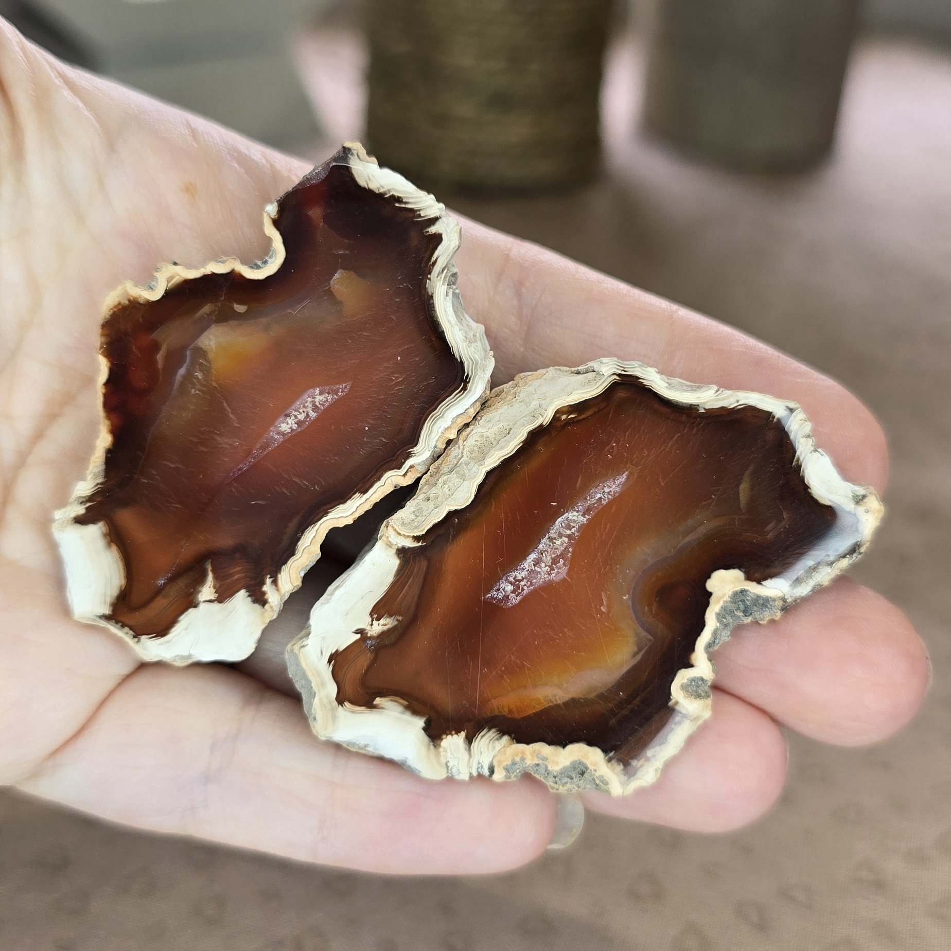 Indonesian Agate Geode Pair