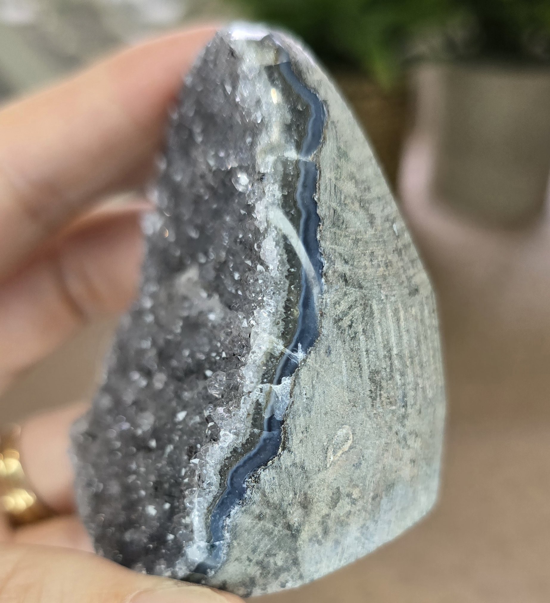 Sugar Amethyst Freeform with Agate Banding - Image 3