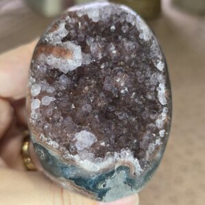 Sugar Amethyst Druzy Freeform with Teal Agate Banding – 265g