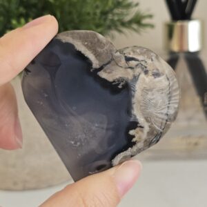 Volcanic Agate Heart – 62mm Polished Statement Heart