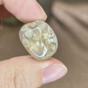 Flower Agate Tumble Stone - Approx 22mm