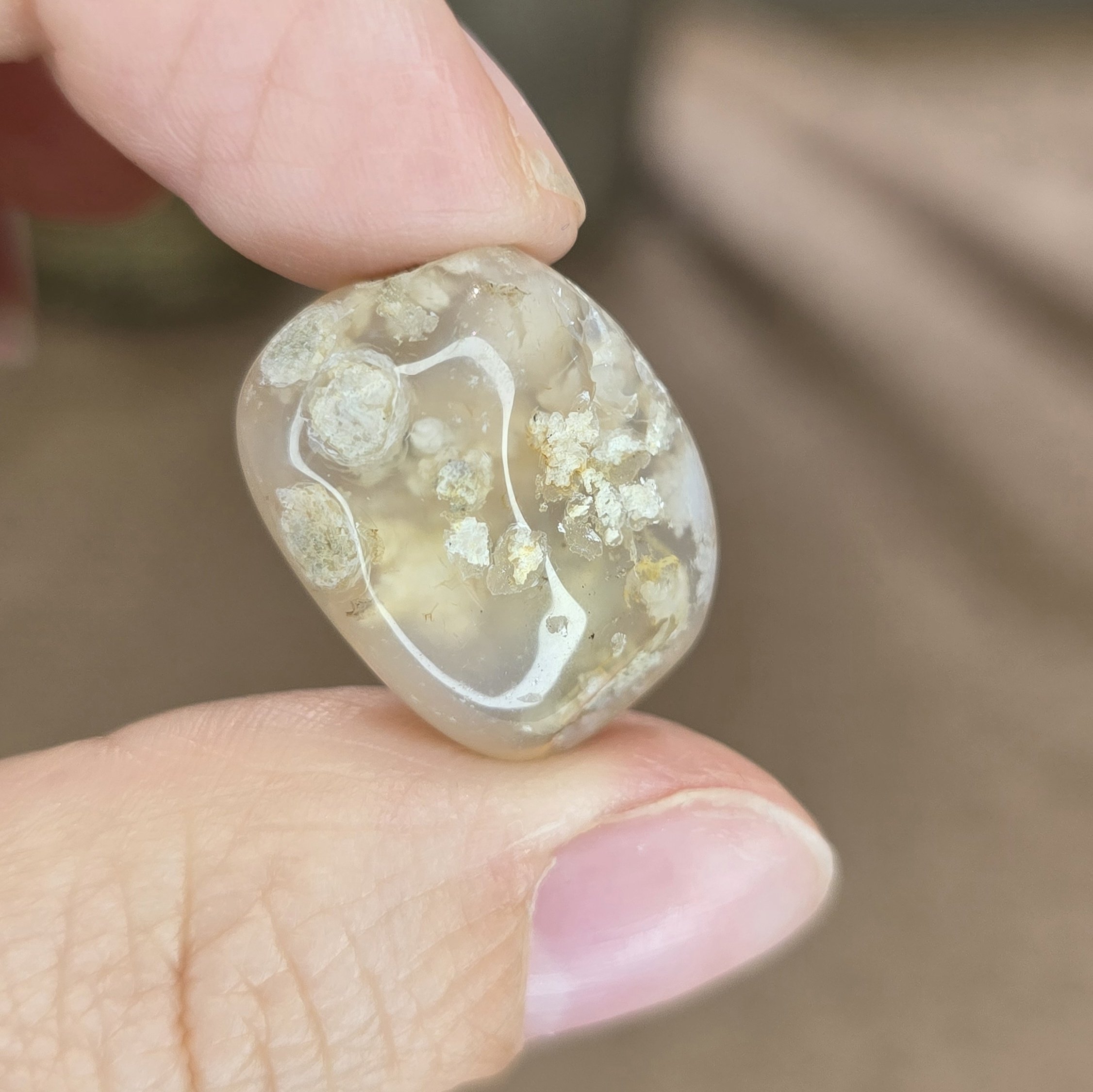 Flower Agate Tumble Stone - Approx 22mm