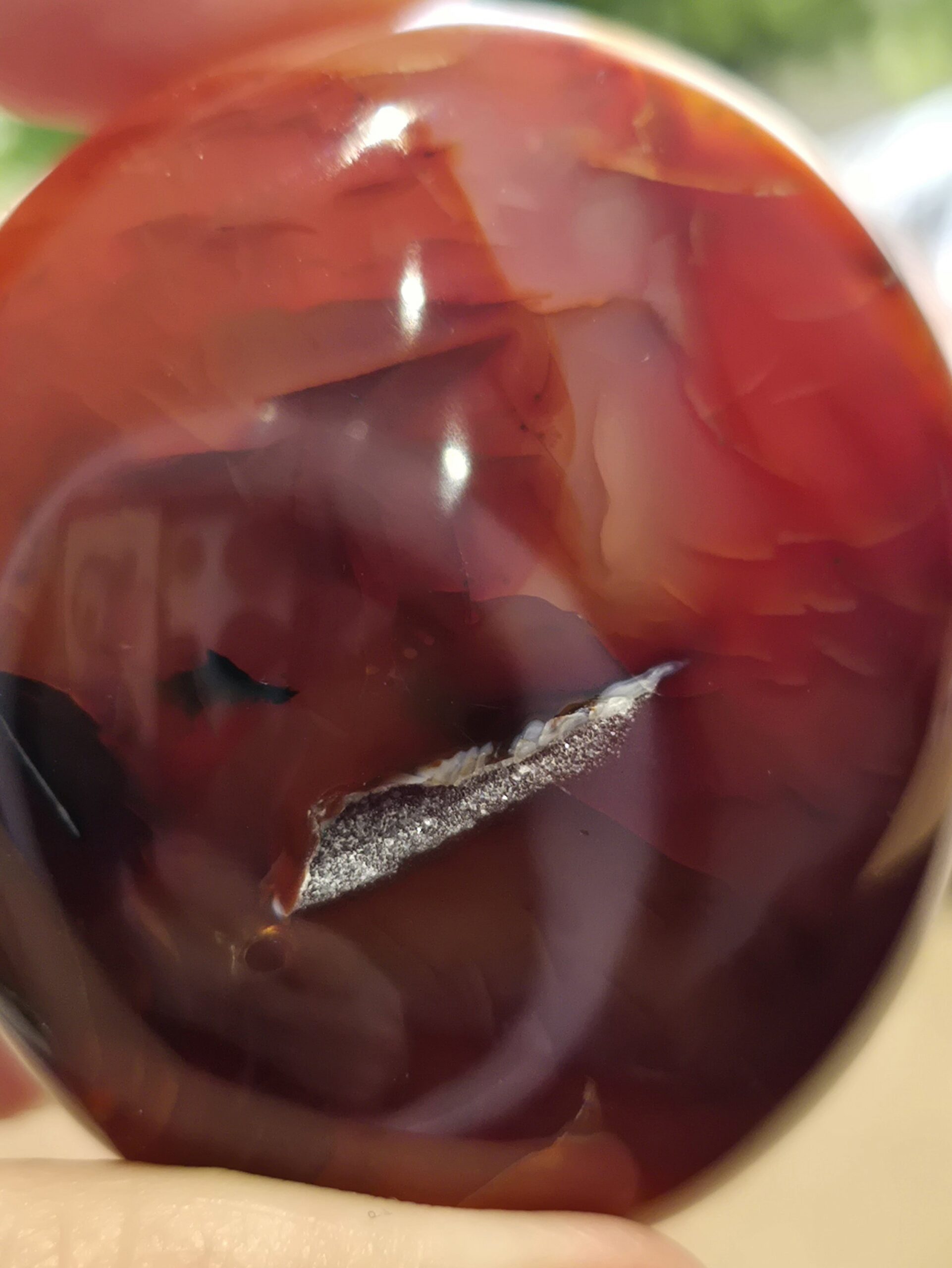 Carnelian Palm Stone with Natural Druzy Pocket - Image 3