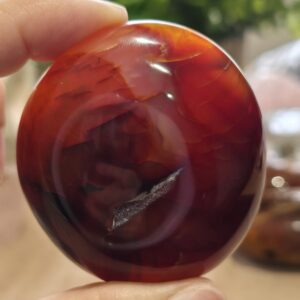 Carnelian Palm Stone with Natural Druzy Pocket