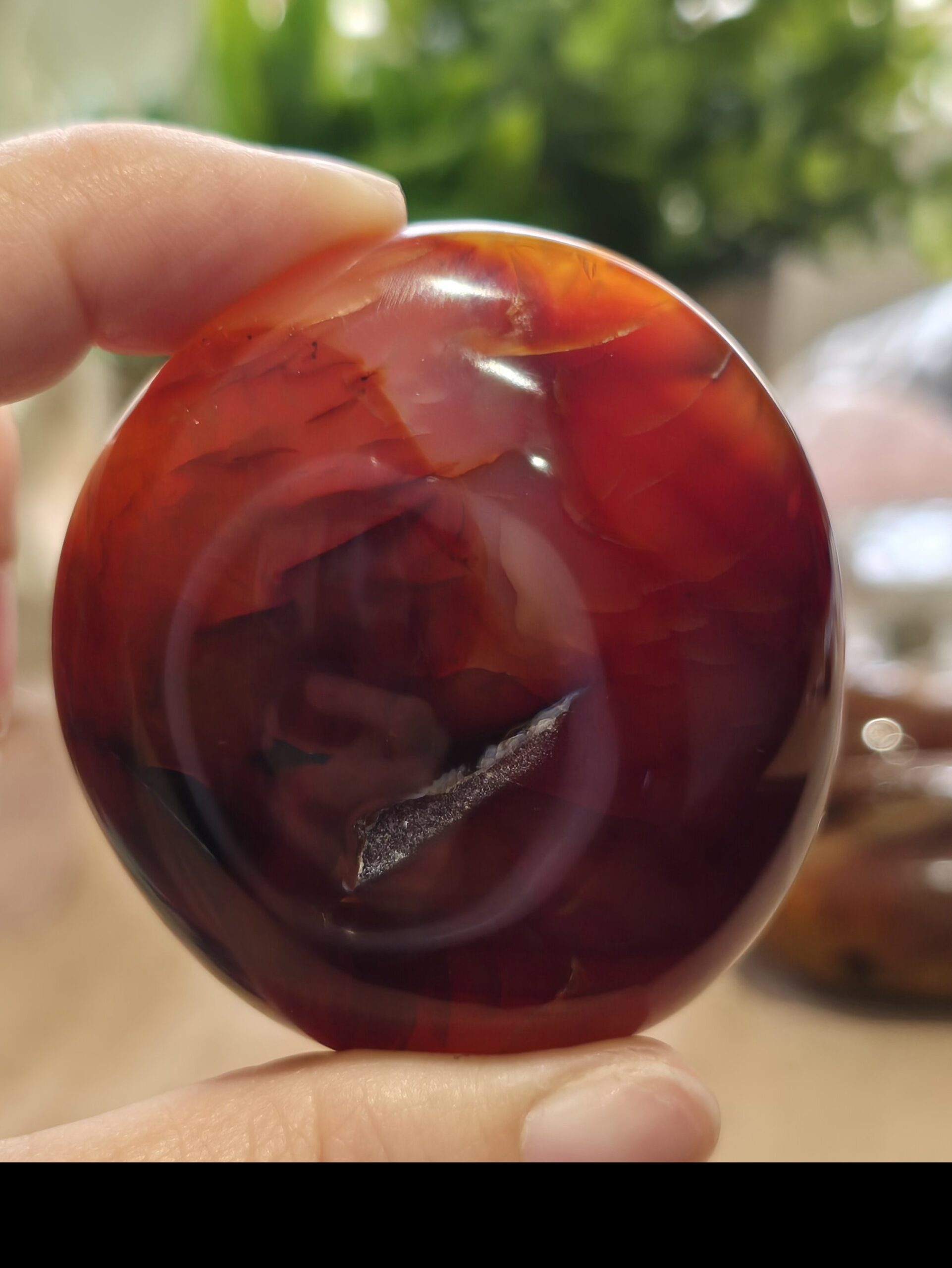 Carnelian Palm Stone with Natural Druzy Pocket
