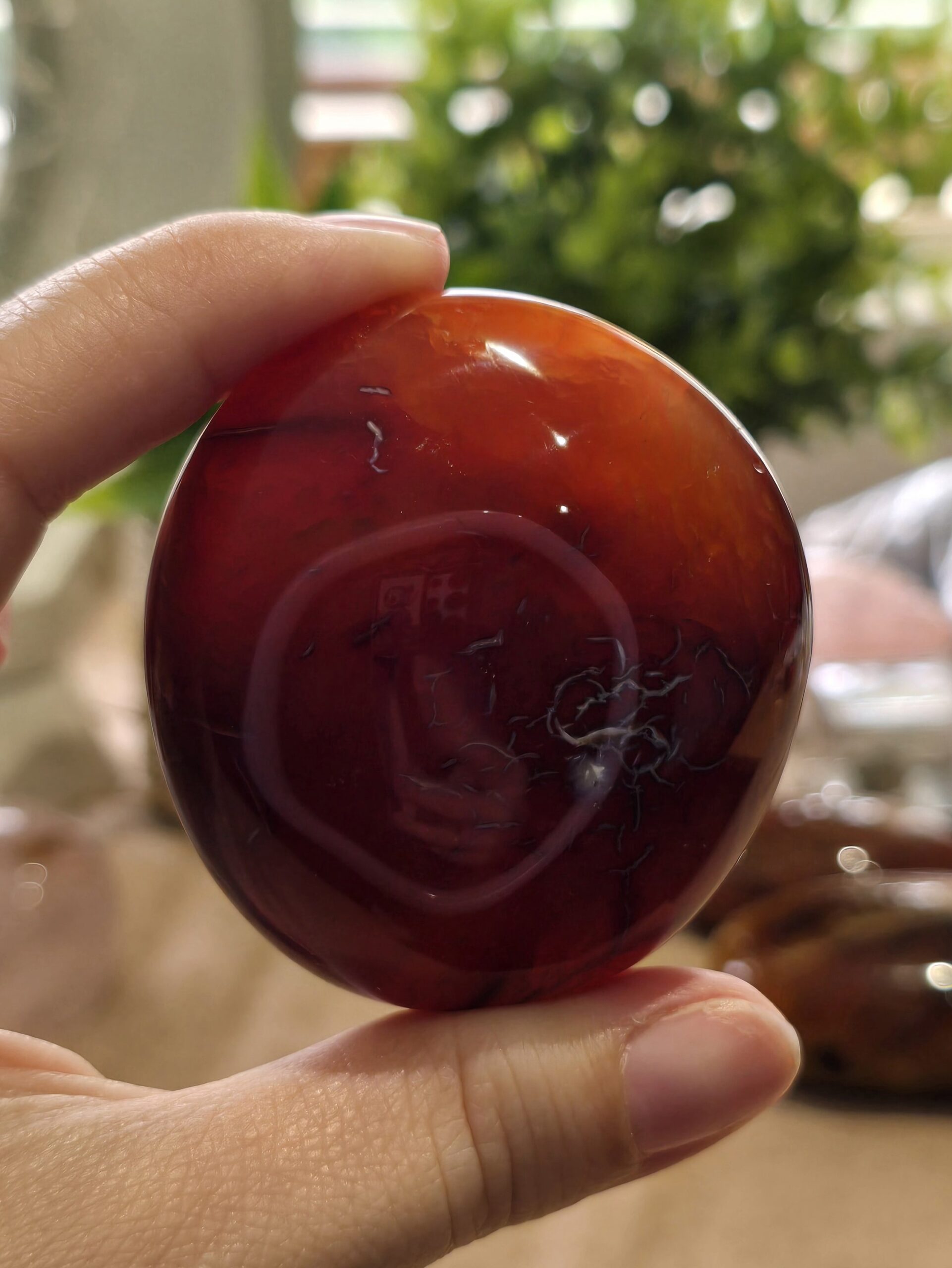 Carnelian Palm Stone with Natural Druzy Pocket - Image 2