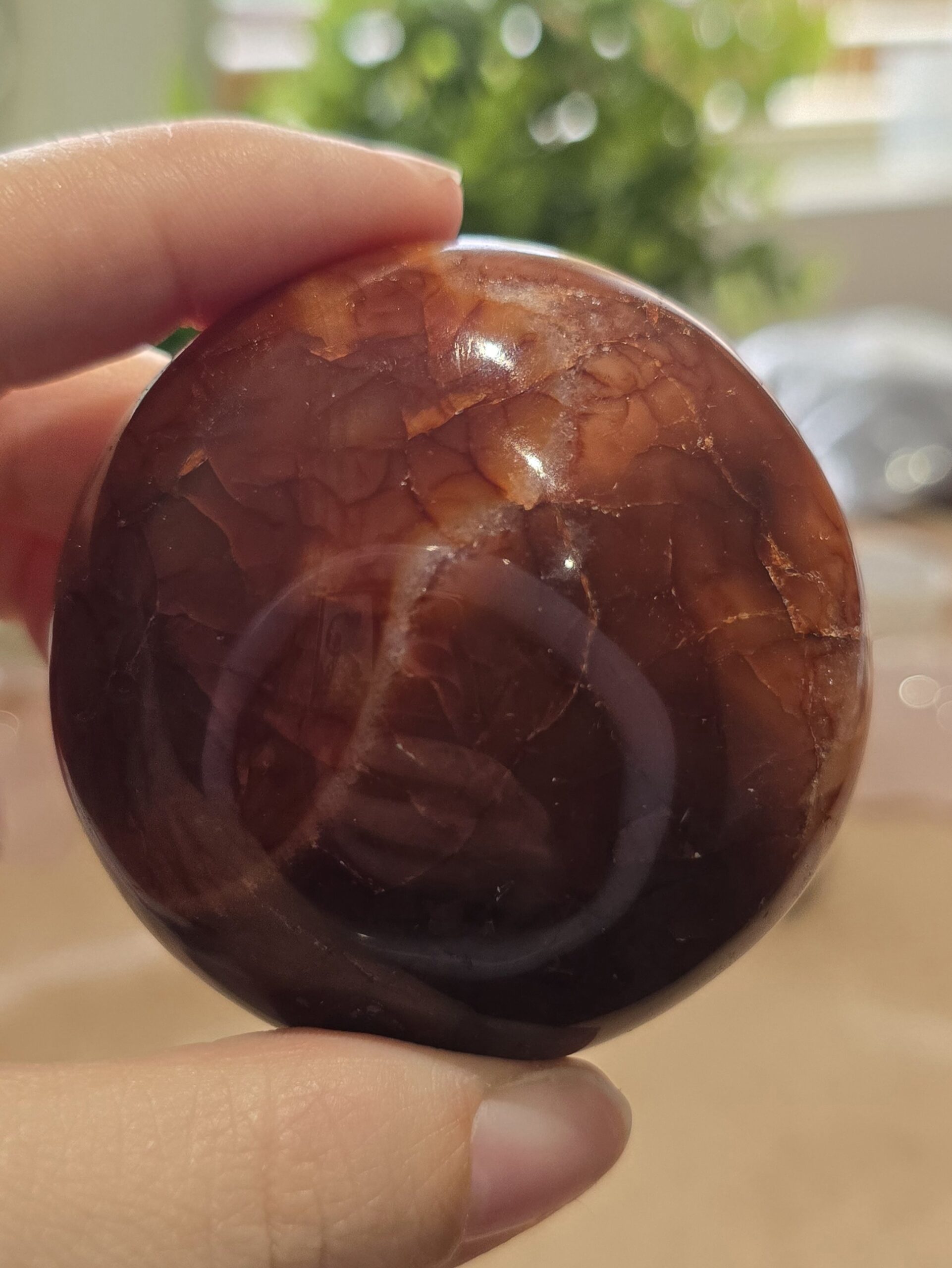 Natural Carnelian Palm Stone with Druzy Pocket – 61mm - Image 2