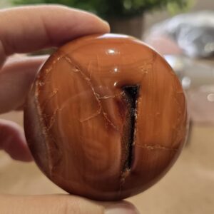 Natural Carnelian Palm Stone with Druzy Pocket – 61mm