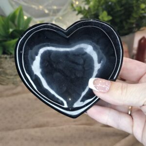 Black Obsidian Heart Dish – Natural Crystal Trinket Bowl