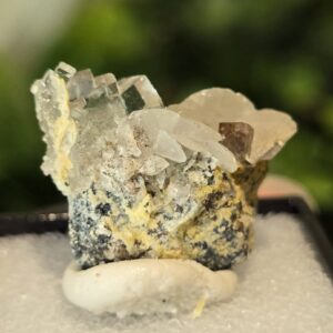 Phantom Fluorite with Calcite on Matrix