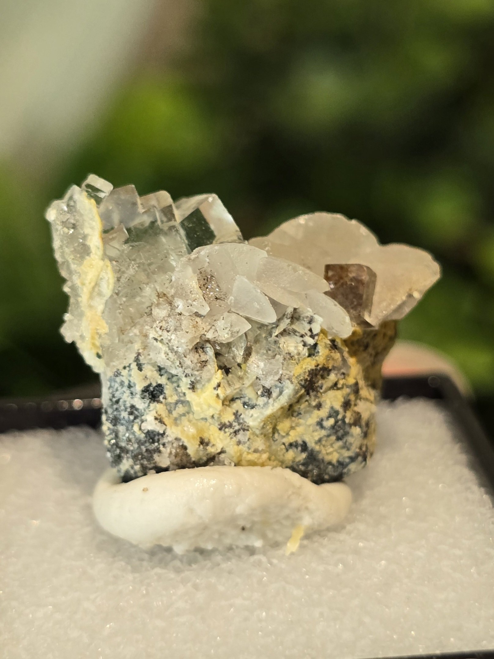 Phantom Fluorite with Calcite on Matrix